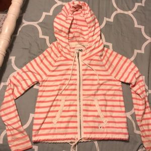 Pink striped zip up jacket